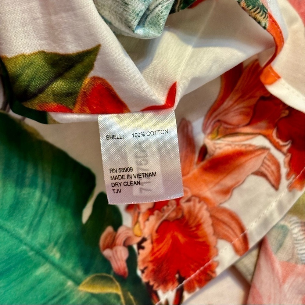 NWT Gianni Bini Dress Size 0 Charlotte Halter Ivory Tropical 100% Cotton Floral - Picture 10 of 14